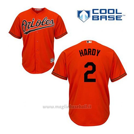 Maglia Baseball Uomo Baltimore Orioles 2 J.j. Hardy Arancione Alterner Cool Base